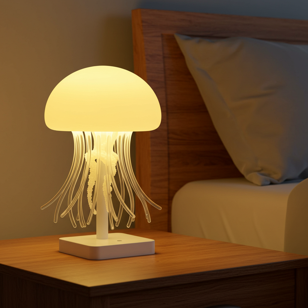 Jellyfish Night Lamp – 7-Color LED, Rotating Tentacles, Cute Room Decor & Gift.